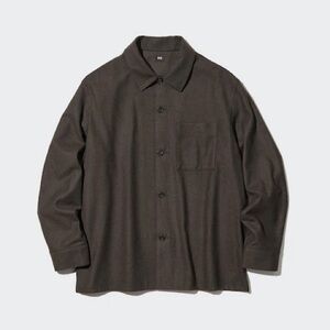 Uniqlo Brown Utility Soft Over Green Brown Long Button Down Jacket Top